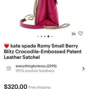 kate spade Romy Small Berry Blitz Crocodile-Embossed Patent
Leather Satchel